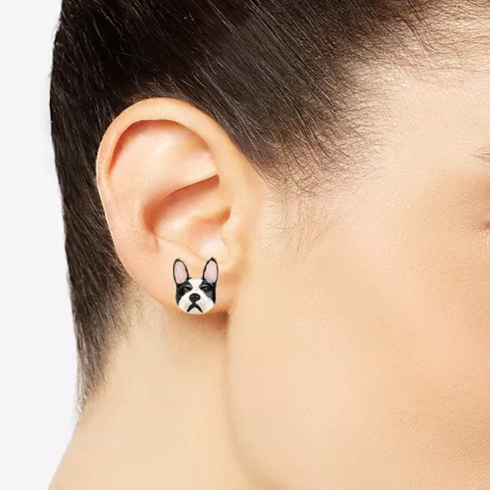 Betsey Johnson Gold-Tone Bulldog Earrings NWT - Picture 2 of 5